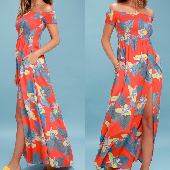 Lulus Dresses & Skirts - FLASH SALE Tropical Coral Maxi